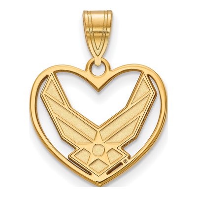 14K Yellow Gold U.s Air Force Heart Pendant