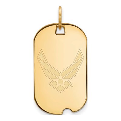 14K Yellow Gold U.s Air Force Small Dog Tag Pendant
