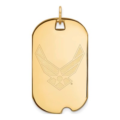 14K Yellow Gold U.s Air Force Large Dog Tag Pendant