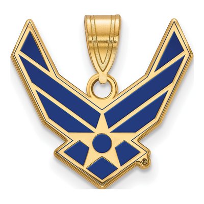 14K Yellow Gold U.s Air Force Enamel Pendant
