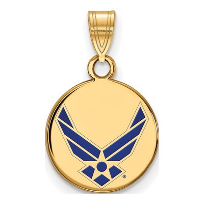 14K Yellow Gold U.s Air Force Small Enamel Disc Pendant
