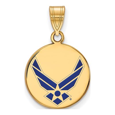14K Yellow Gold U.s Air Force Enamel Pendant