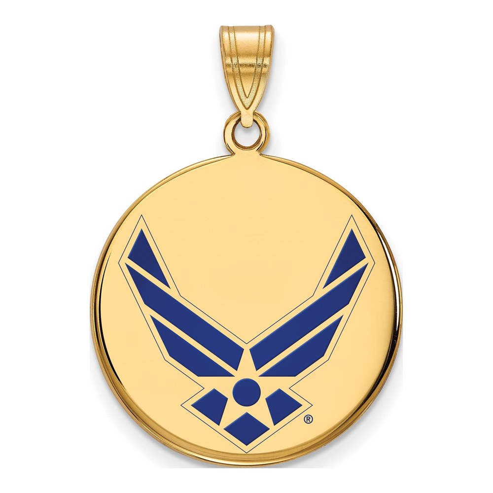 14K Gold Logoart U.s. Air Force Large Enamel Disc Pendant