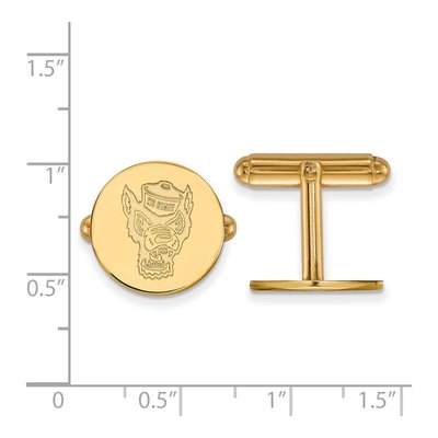 14K Yellow Gold Logoart North Carolina State University Wolf Cuff Links – view 2