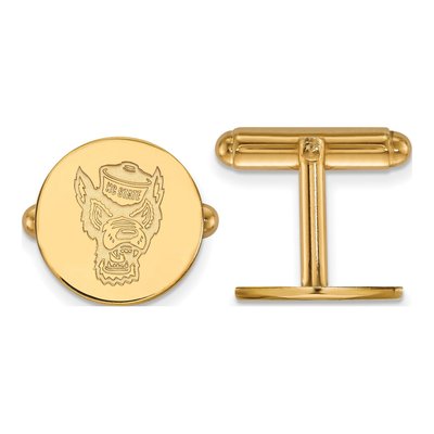 14K Yellow Gold Logoart North Carolina State University Wolf Cuff Links
