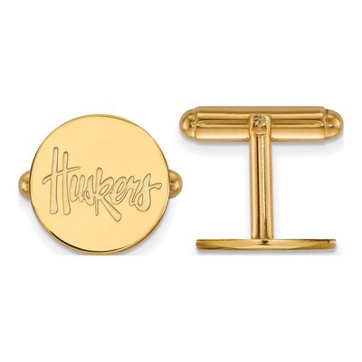 14K Yellow Gold Logoart University Of Nebraska Huskers Cuff Links