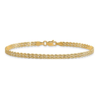 14K Yellow Gold 3mm Diamond-Cut Double Rope Chain Bracelet – view 5