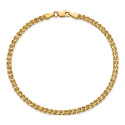 14K Yellow Gold 3mm Diamond-Cut Double Rope Chain Bracelet – view 6