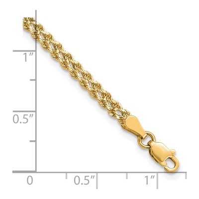 14K Yellow Gold 3mm Diamond-Cut Double Rope Chain Bracelet – view 7