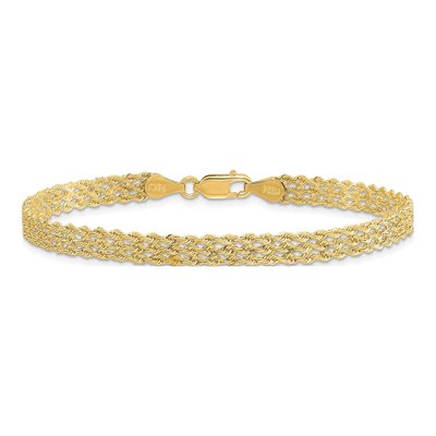 14K Yellow Gold 4.5mm Diamond-Cut Triple Rope Chain Bracelet – view 5