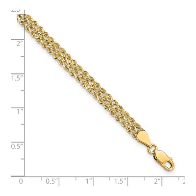 14K Yellow Gold 4.5mm Diamond-Cut Triple Rope Chain Bracelet – view 6