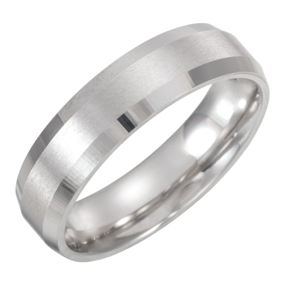 Continuum Sterling Silver 6mm Satin Beveled-Edge Flat Wedding Band