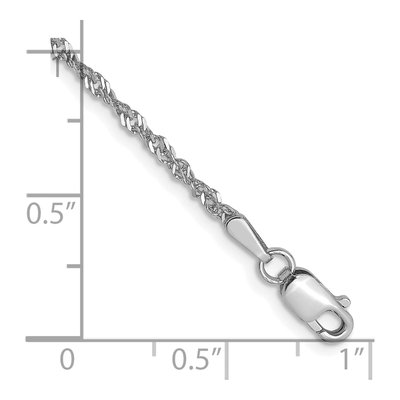 14K White Gold 1.6mm Diamond-Cut Singapore Chain Bracelet – view 3
