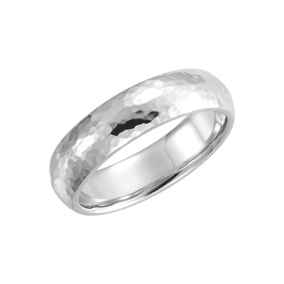 Continuum Sterling Silver 5mm Hammered Comfort-Fit Wedding Band