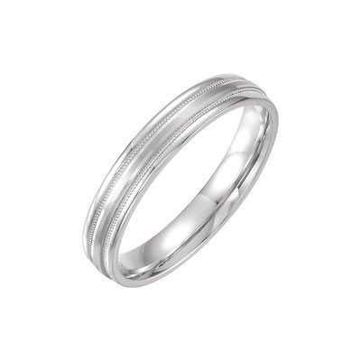 Sterling Silver 6mm Milgrain Edge Comfort-Fit Flat Wedding Band