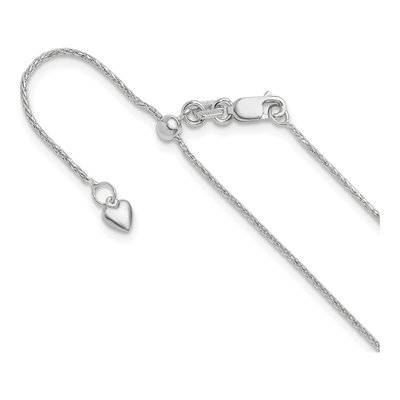 10K White Gold 1mm Wheat Chain