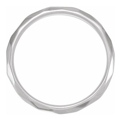Sterling Silver 3mm Geometric Faceted Comfort-Fit Flat Wedding Band – view 2