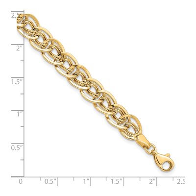 10K Yellow Gold 8mm Hollow Triple Fancy Link Chain Bracelet – view 6