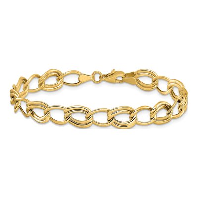 10K Yellow Gold 8mm Hollow Flat Curb Chain Bracelet – view 4