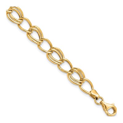 10K Yellow Gold 8mm Hollow Flat Curb Chain Bracelet