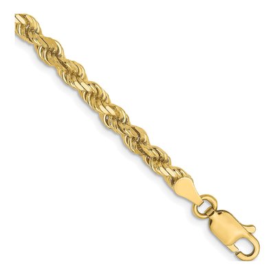 10K Yellow Gold 3.5mm Diamond-Cut Rope Chain Bracelet