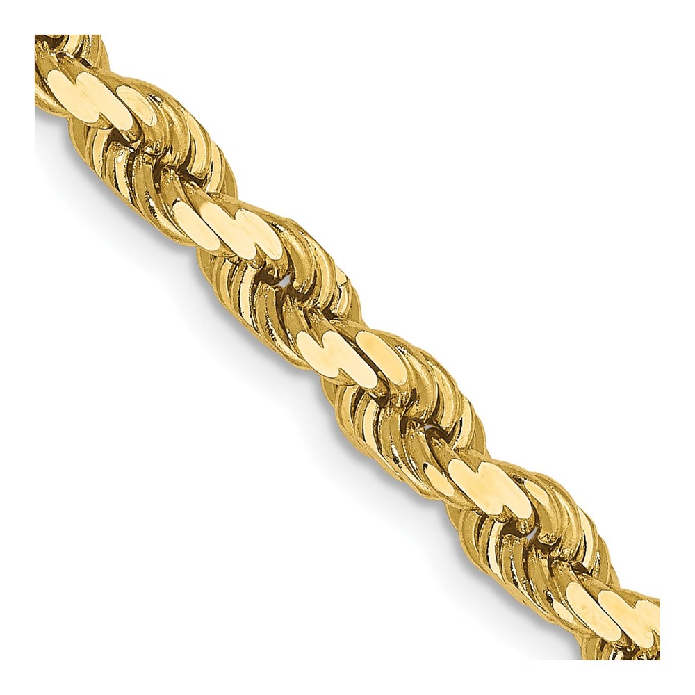 10K 20 Inch 4.0mm Diamond-Cut Rope Chain Necklace with Lobster Clasp
