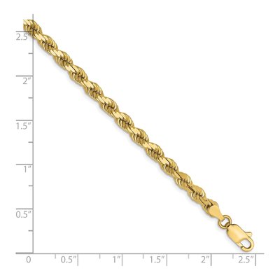 10K Yellow Gold 4mm Diamond-Cut Rope Bracelet, 8 in – view 3