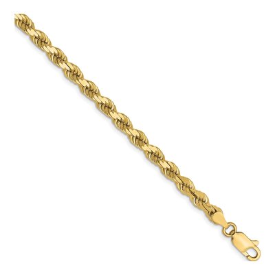 10K Yellow Gold 4mm Diamond-Cut Rope Bracelet, 8 in