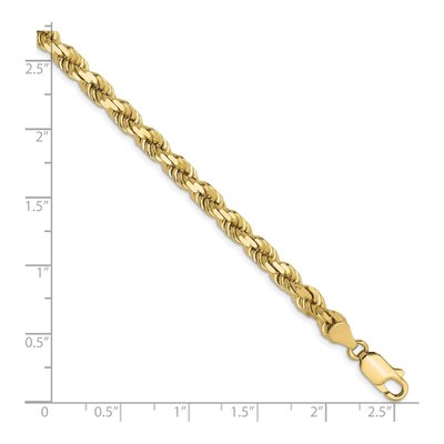 10K Yellow Gold 4.5mm Diamond-Cut Rope Chain Bracelet – view 3