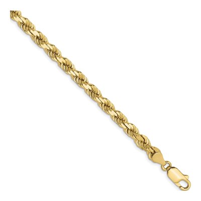 10K Yellow Gold 4.5mm Diamond-Cut Rope Chain Bracelet