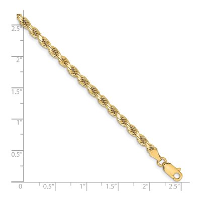10K Yellow Gold 3.25mm Diamond-Cut Rope Chain Bracelet – view 3