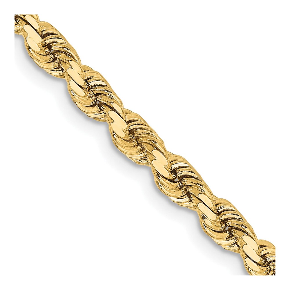 10K 24 Inch 3.75mm Diamond-Cut Rope Chain Necklace with Lobster Clasp