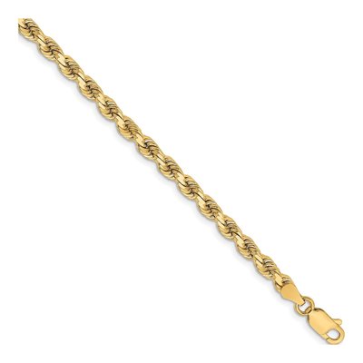 10K Yellow Gold 3.75mm Diamond-Cut Rope Chain Bracelet