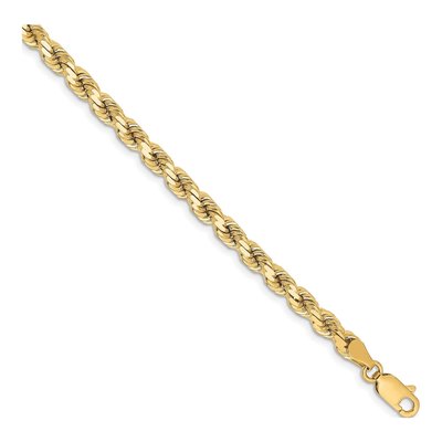 10K Yellow Gold 4.25mm Diamond-Cut Rope Chain Bracelet