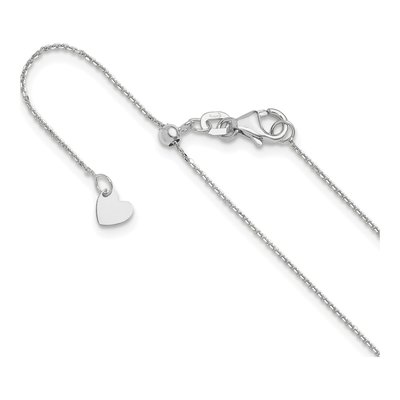 10K White Gold 1mm Diamond-Cut Cable Chain