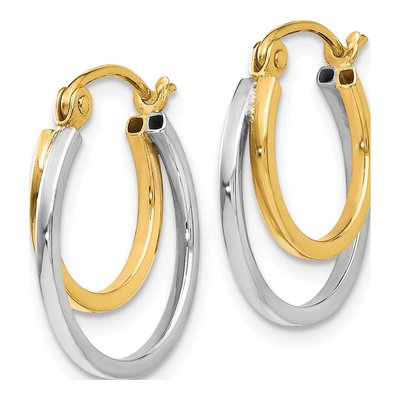 14K Two-Tone Gold Stacked Hoop Earrings – view 3