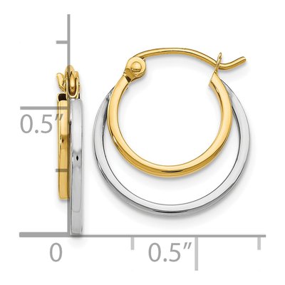 14K Two-Tone Gold Stacked Hoop Earrings – view 5