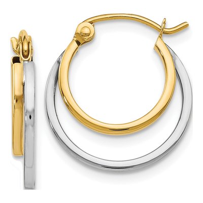 14K Two-Tone Gold Stacked Hoop Earrings