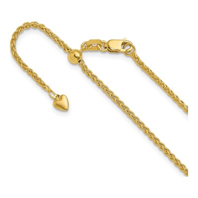 10K Yellow Gold 1.6mm Semi-Solid Wheat Chain