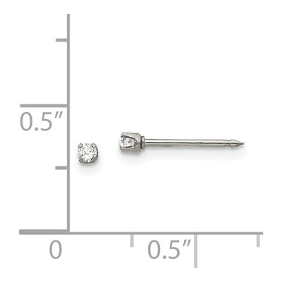 Stainless Steel 2mm Round CZ Piercing Stud Earrings – view 4