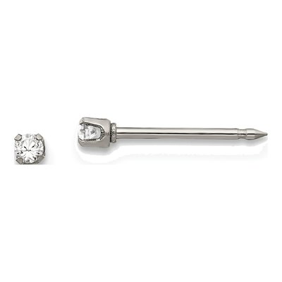 Stainless Steel 2mm Round CZ Piercing Stud Earrings