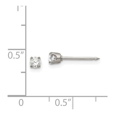 Stainless Steel 3mm Round CZ Stud Earrings – view 4