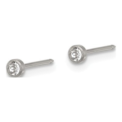 Titanium 3mm Round Crystal Stud Earrings – view 2