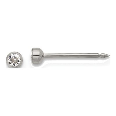 Titanium 3mm Round Crystal Stud Earrings