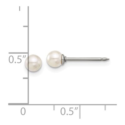 Titanium 4mm Round Simulated Pearl Glass Stud Earrings – view 4