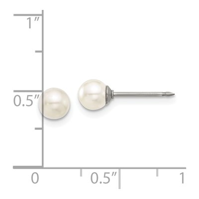 Titanium 5mm Round Simulated Pearl Glass Stud Earrings – view 4