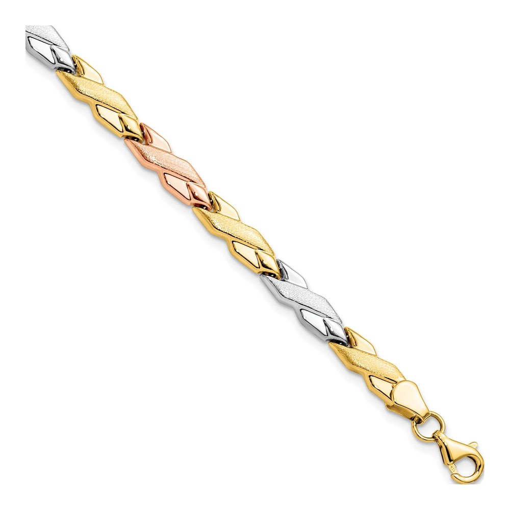 10K Yellow Gold Bracelet with Rhodium Accents