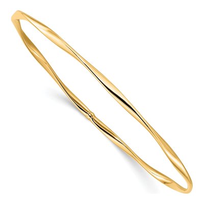 10K Yellow Gold Twisted Slip-On Bangle Bracelet