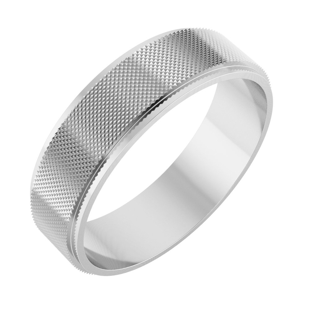 Continuum Sterling Silver 6mm Knurled Flat Wedding Band