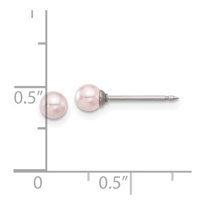 Stainless Steel 4mm Round Simulated Pearl Stud Earrings – view 4